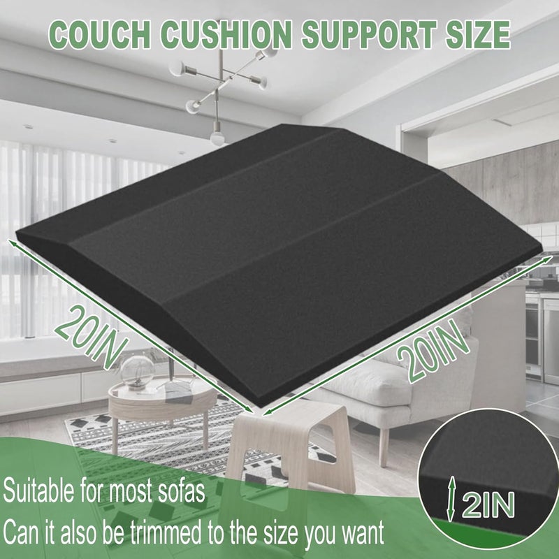HANDRERLEE 6 PCS Couch Cushion Support, 20" x 20" Black Couch Supports for Sagging Cushions, High-Density Foam for Support and Repairing Sagging Furniture Seat Cushions - Image 2